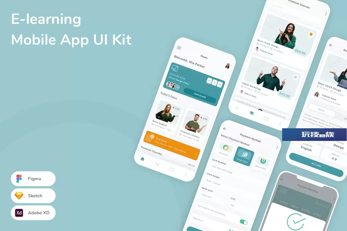 电子学习移动应用程序 UI 套件 E-learning Mobile App UI Kit